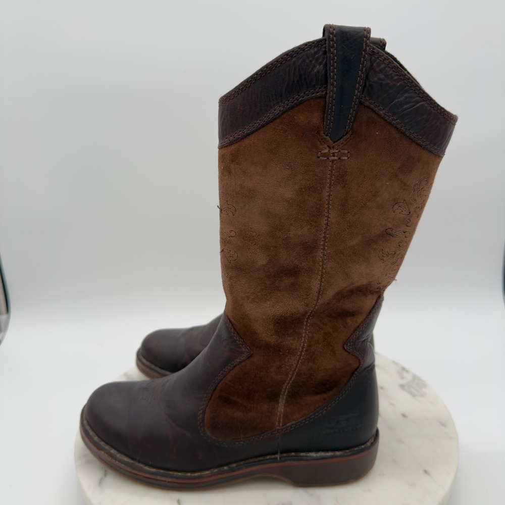UGG Kensington Tall Boots Womens 6 Brown Leather Suede Shearling Lined 5545 80CH - Picture 7 of 10